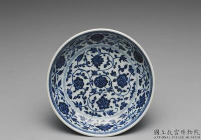 图片[3]-Dish with Indian lotus scrolls in underglaze blue, Qing dynasty, Qianlong reign (1736-1795)-China Archive